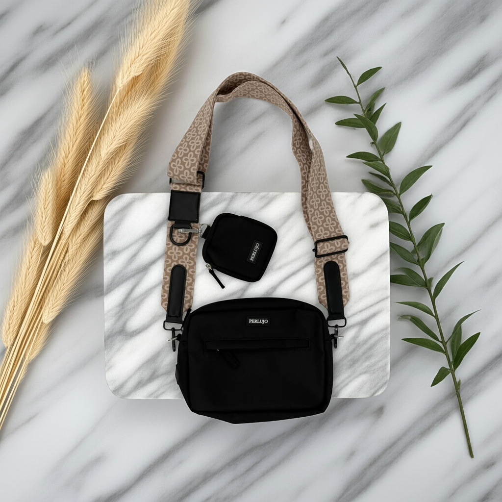 Midnight Black meets Champagne Clover Dog Walking Set - Perlujo