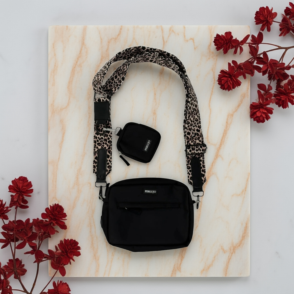 Midnight Black meets Wild Elegance Dog Walking Set - Perlujo