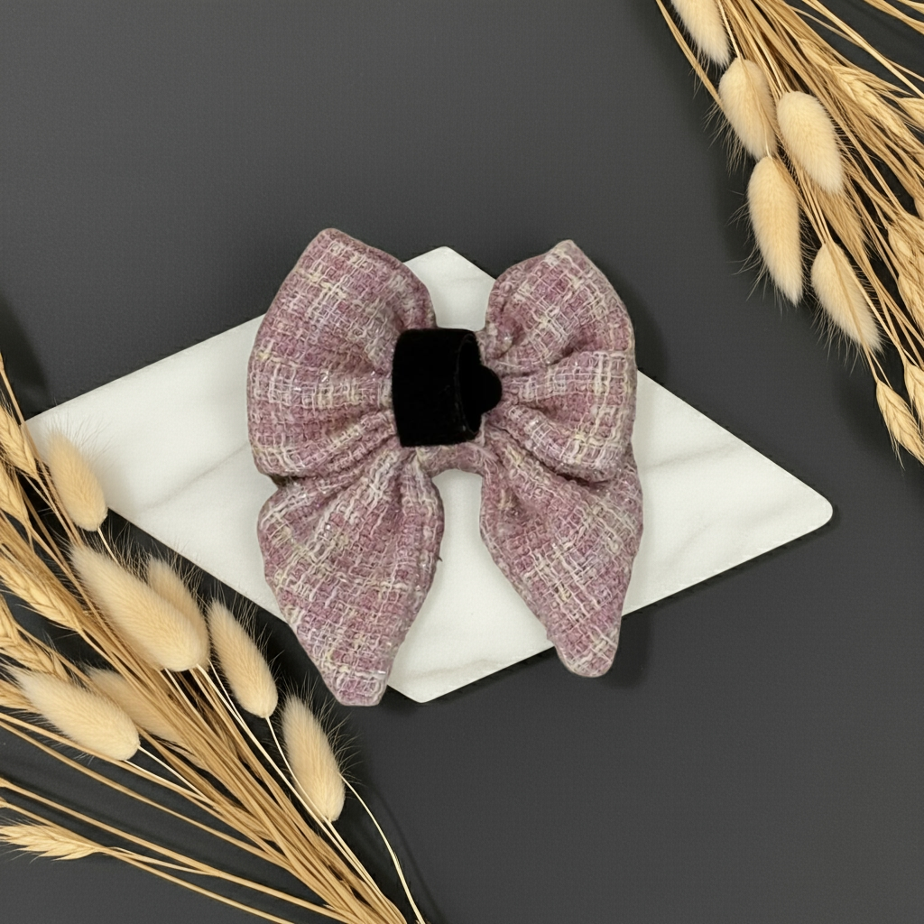 Blush Tweed Sailor Bow Tie - Perlujo