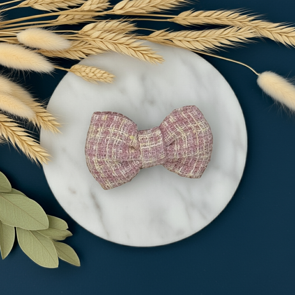 Blush Tweed Bow Tie - Perlujo