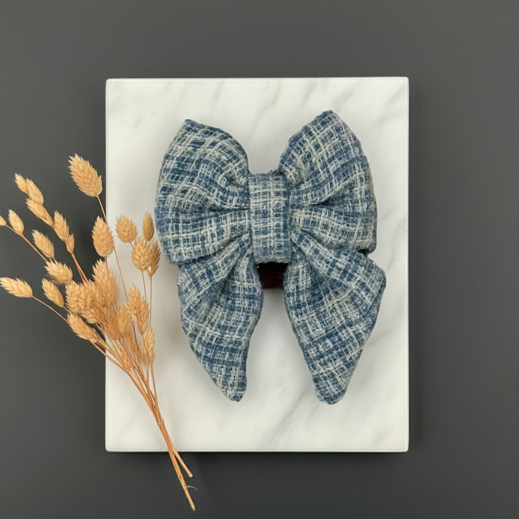 Sky Tweed Sailor Bow Tie - Perlujo