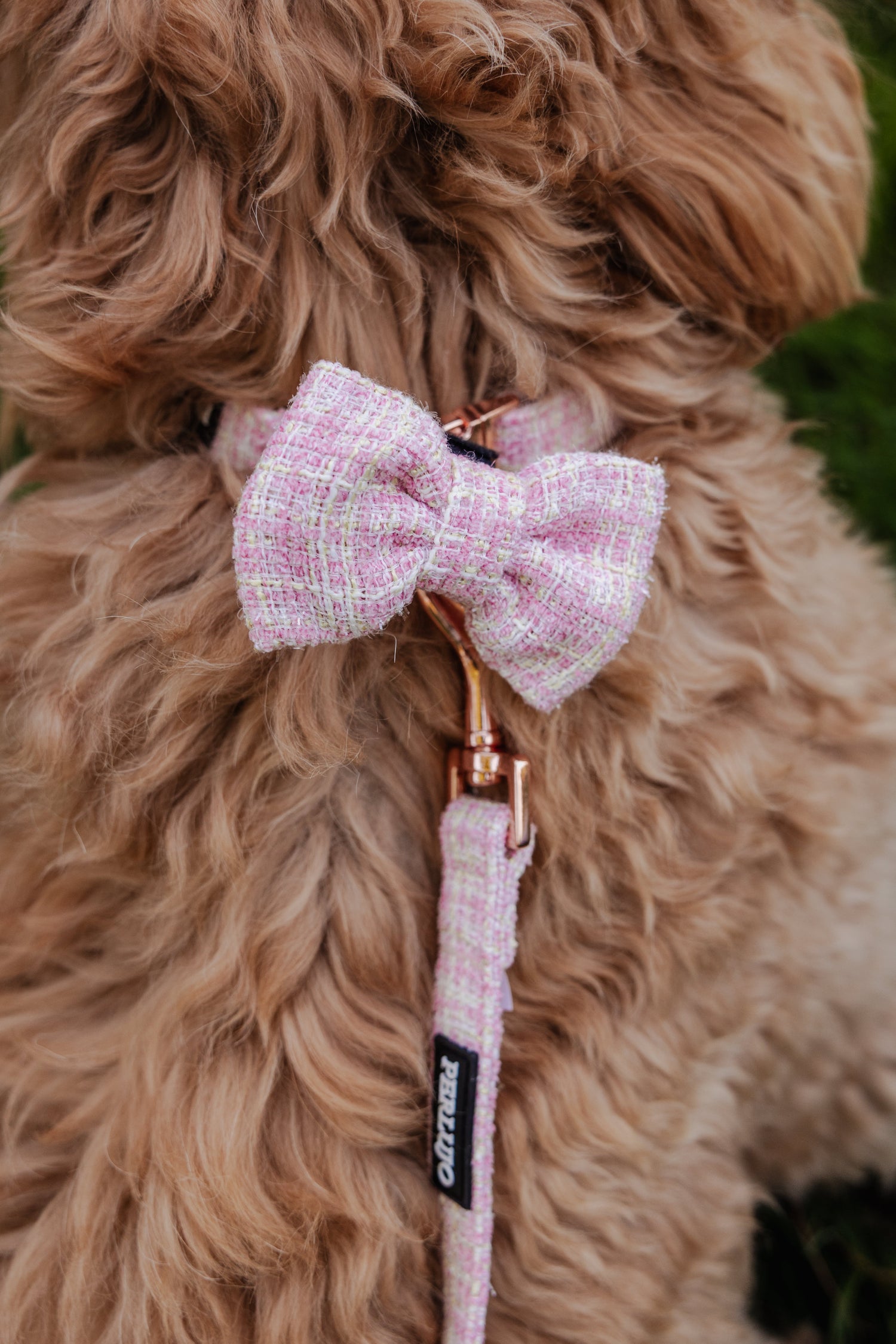 Blush Tweed Bow Tie - Perlujo