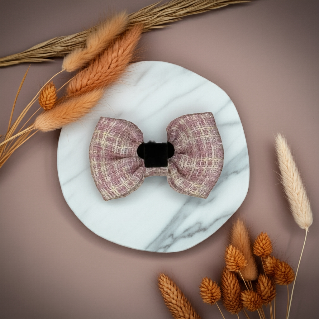 Blush Tweed Bow Tie - Perlujo