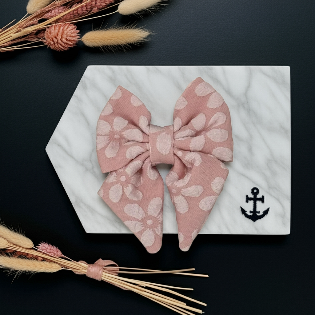 Rosy Bloom Sailor Bow Tie - Perlujo