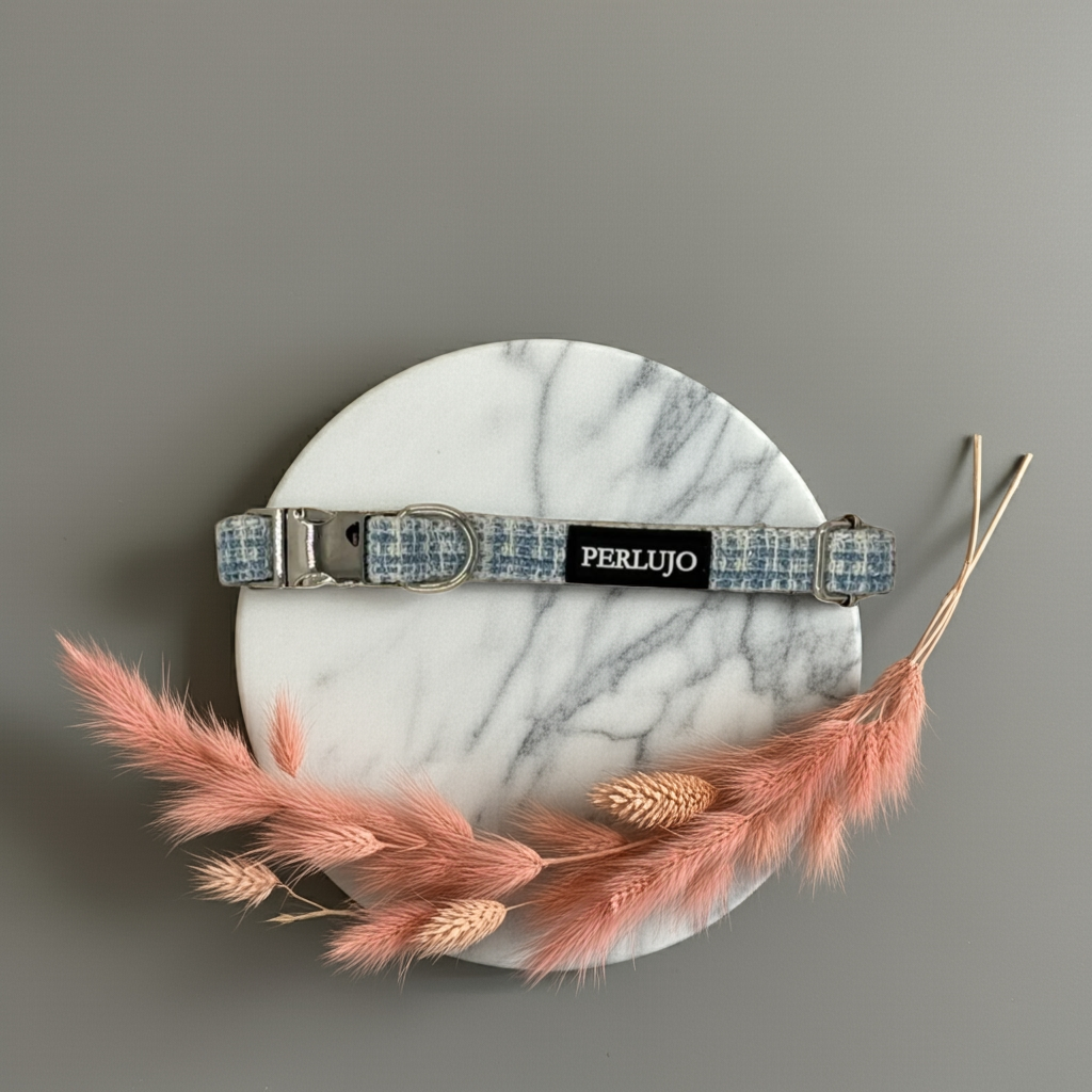 Sky Tweed Essentials Ensemble: Adjustable Neck Harness, Collar & Leash - Perlujo