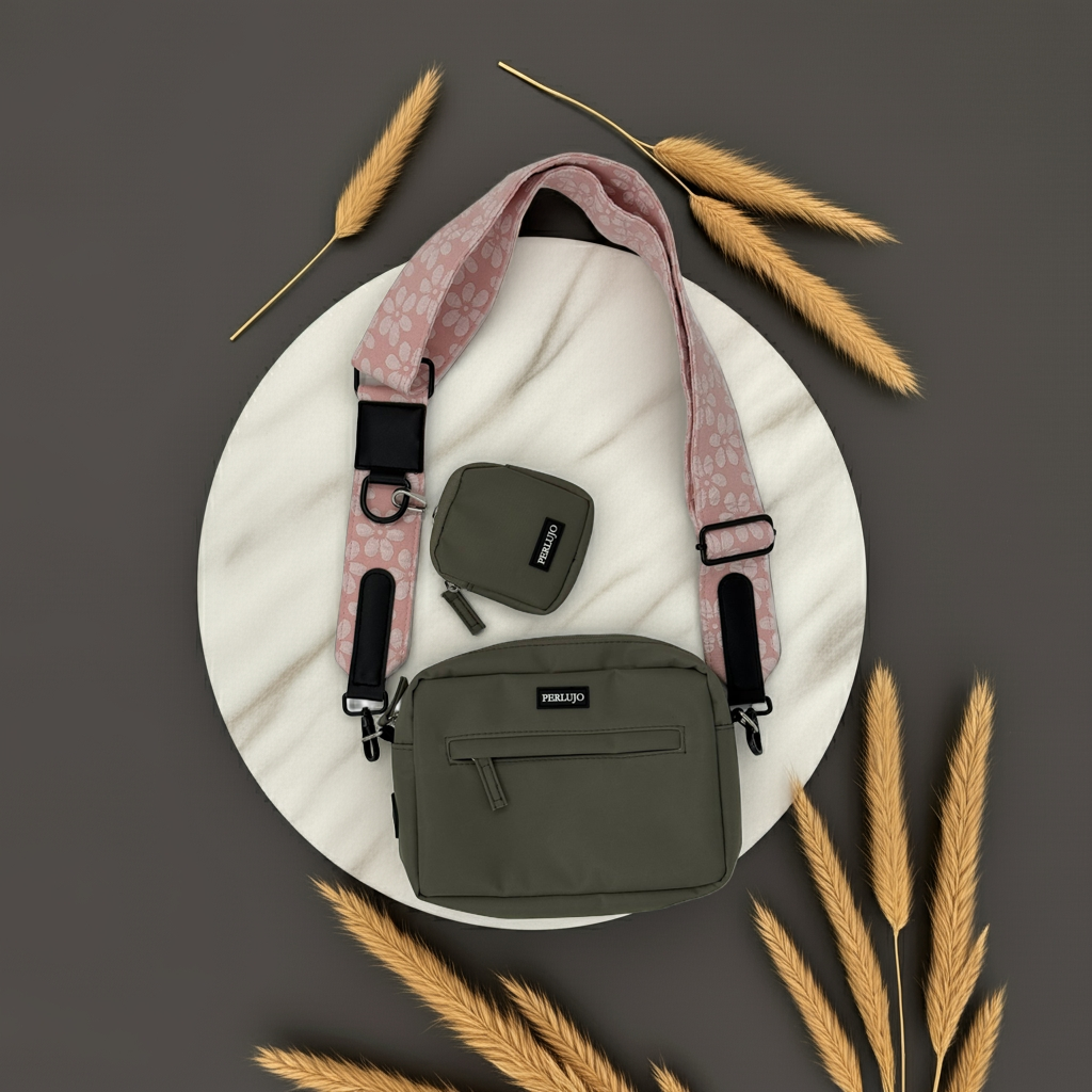 Silky Moss meets Rosy Bloom Dog Walking Set - Perlujo