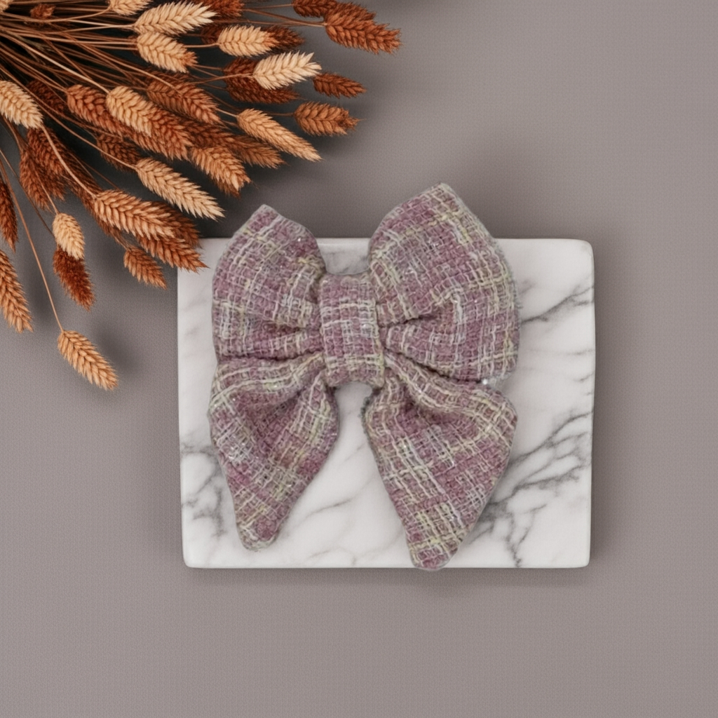 Blush Tweed Sailor Bow Tie - Perlujo